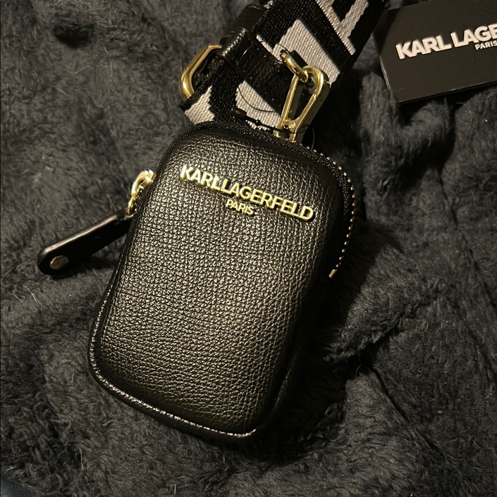 Karl Lagerfeld Black Adjustable Crossbody Bag with matching coin purse - Picture 6 of 16